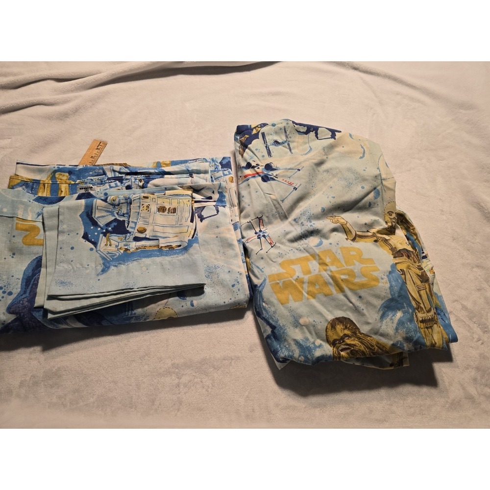Rare Vintage Star Wars Twin Flat Sheet Fitted Sheet & 1 Pillowcase Bedding Cover